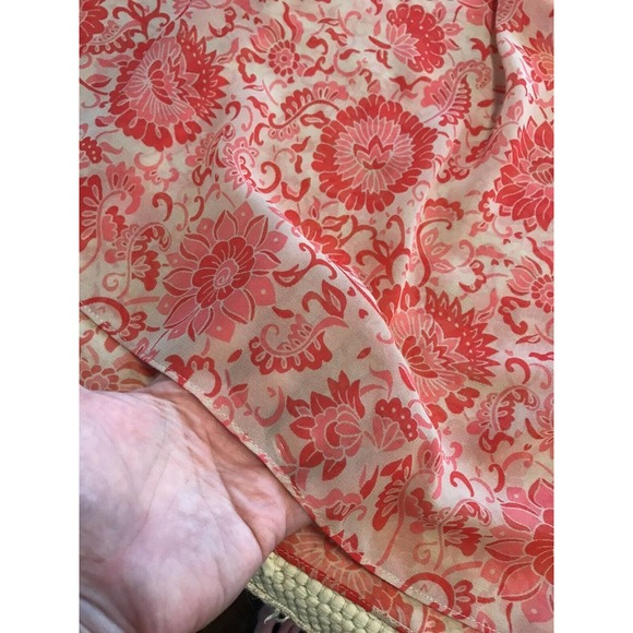 CAbi Vita Draped Open Back Pink Tan Floral Sheer Top Blouse 5037 Sz M - Picture 5 of 9